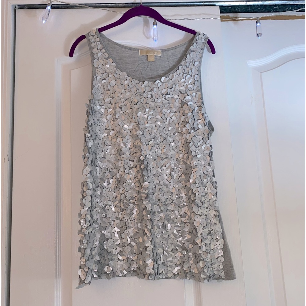 Michael kors grey sequins front tank top